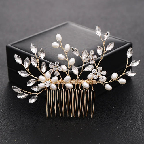 1pc bridal headdress handmade pearl crystal hair comb wedding styling