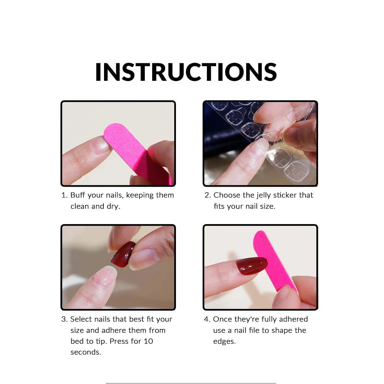 24 PCs Short French Gradient Love Nails with 1 Jelly Gel and 1 Nail