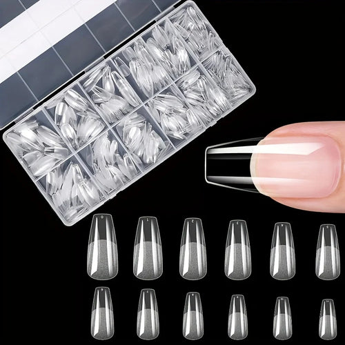 600Pcs Full Cover Press On Nail Tips Stiletto Almond Square Coffin