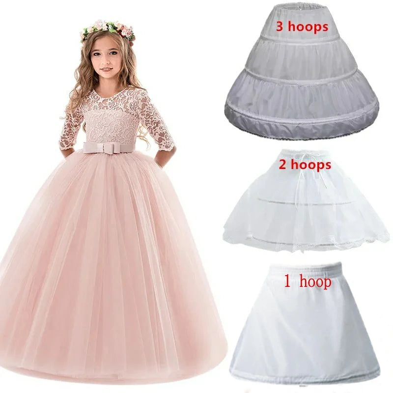 Girls Crinoline Petticoat with hoop Under skirt Short White Underskirt