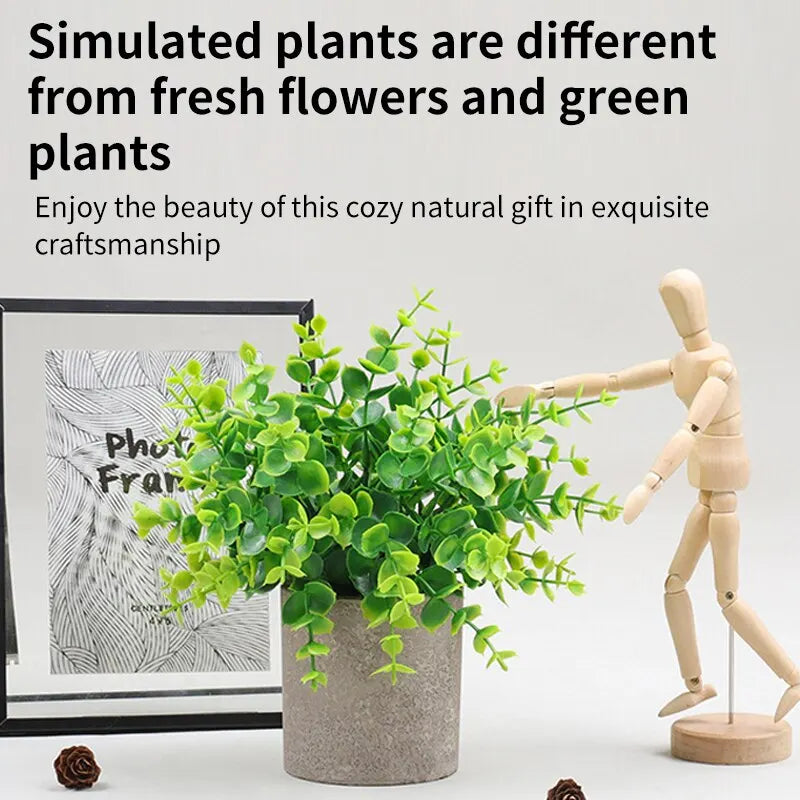 Eucalyptus Artificial Plants Bonsai Small Tree Pot Fake Plant Flowers