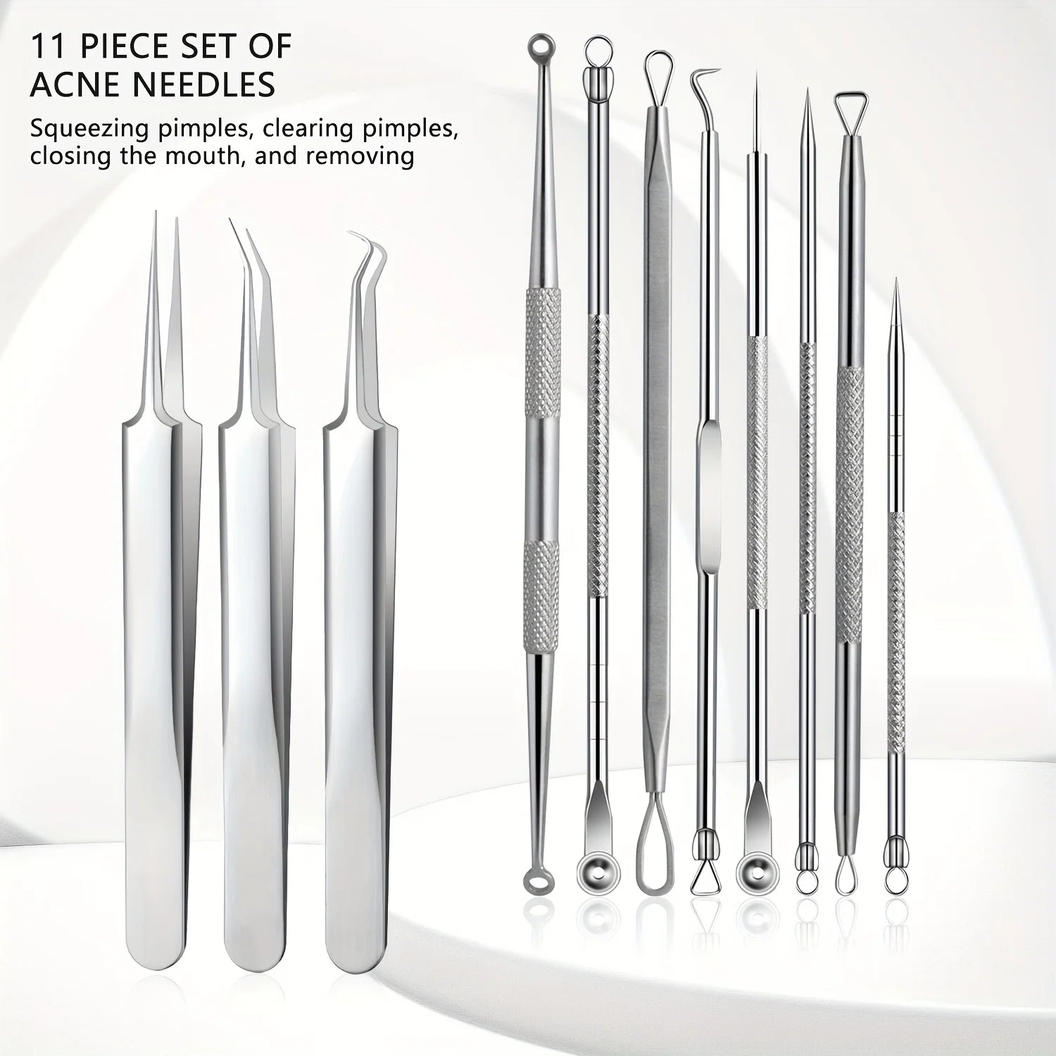 11-Piece Blackhead Kit – Stainless Steel Blemish & Extraction Tools –