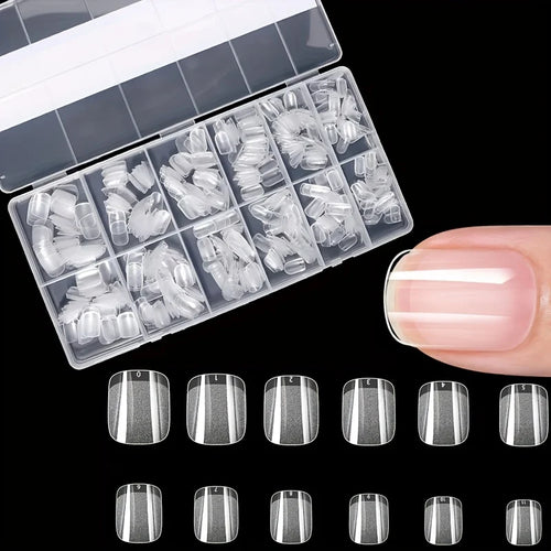 600Pcs Full Cover Press On Nail Tips Stiletto Almond Square Coffin