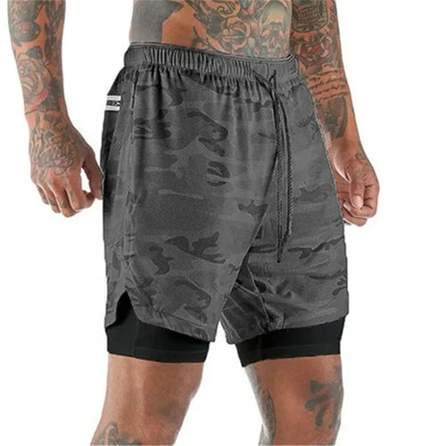 Men Sport Shorts  Sportswear Double-deck Running Shorts 2 In 1 Beach