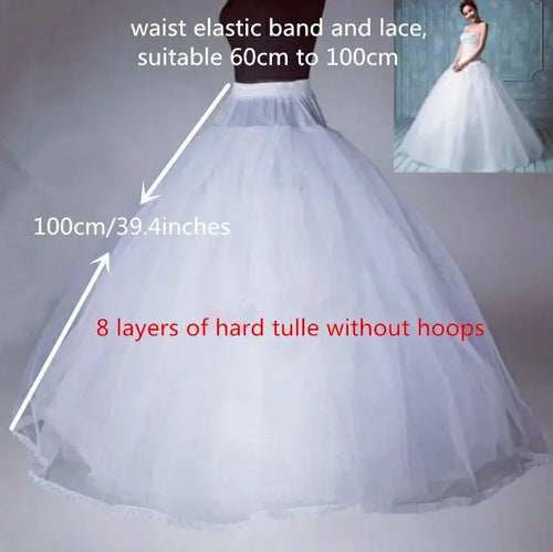 4/6/8 Layers Tulle Petticoat Wedding Accessories Chemise Without Hoops