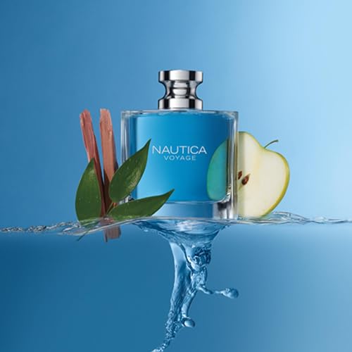 Nautica Voyage Eau de Toilette 3.3 fl oz (Pack of 1), Notes of Apple, Cedarwood, Mimosa, Men's Fragrance, Long Lasting, Everyday Fragrance, Travel Size