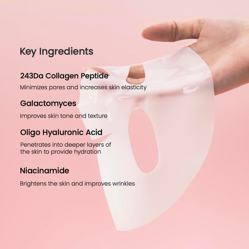 BIODANCE Bio-Collagen Real Deep Mask, Hydrating Overnight Hydrogel Mask, Pore Minimizing, Elasticity Improvement, 34g x16ea
