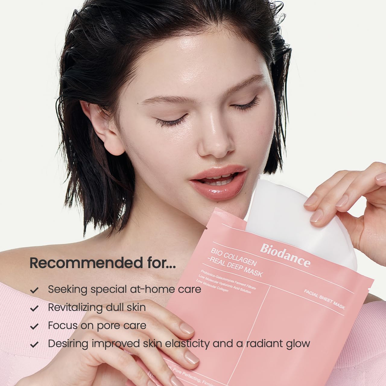 BIODANCE Bio-Collagen Real Deep Mask, Hydrating Overnight Hydrogel Mask, Pore Minimizing, Elasticity Improvement, 34g x16ea