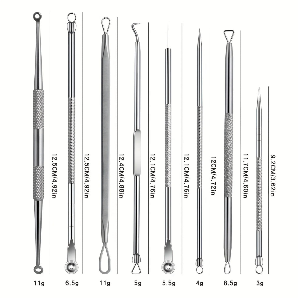 11-Piece Blackhead Kit – Stainless Steel Blemish & Extraction Tools –