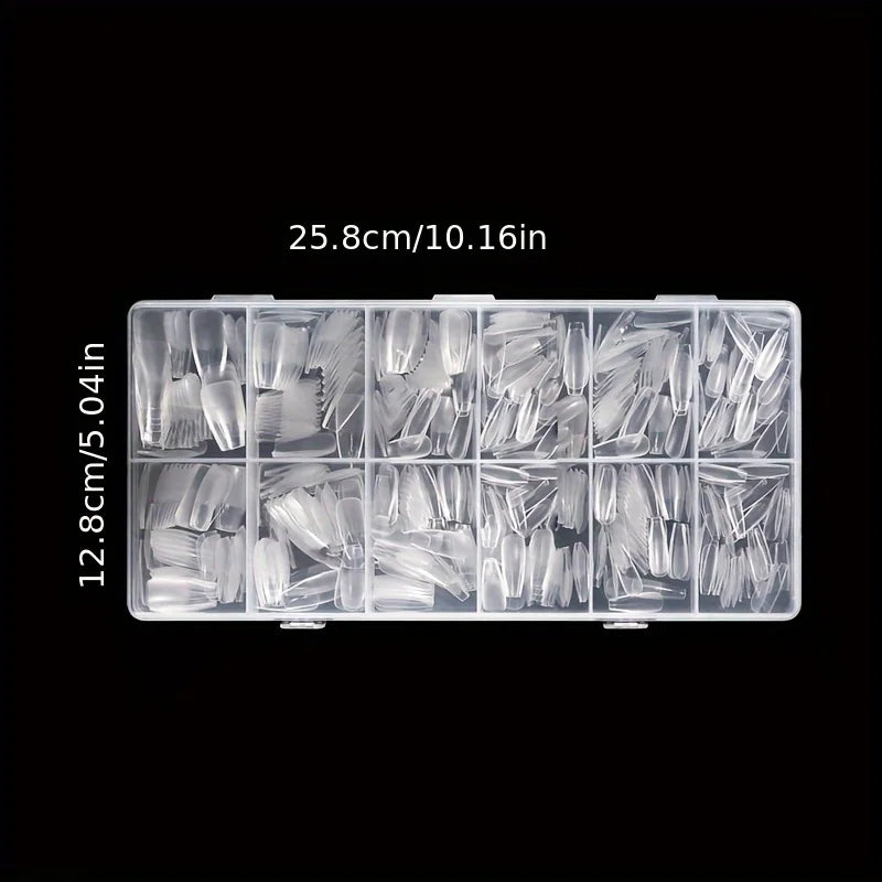 600Pcs Full Cover Press On Nail Tips Stiletto Almond Square Coffin