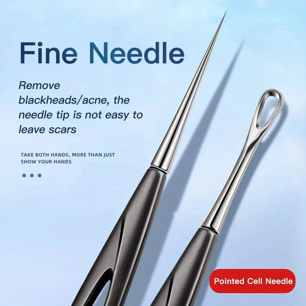 1/2Pcs Acne Needle Blackhead Clip Remover Extraction Popper Pore Black