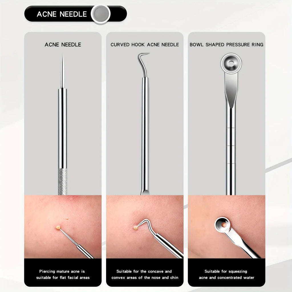 11-Piece Blackhead Kit – Stainless Steel Blemish & Extraction Tools –