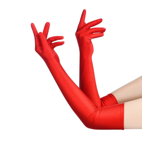 Women's High Elastic Spandex Elbow Finger Gloves Long Accessories for