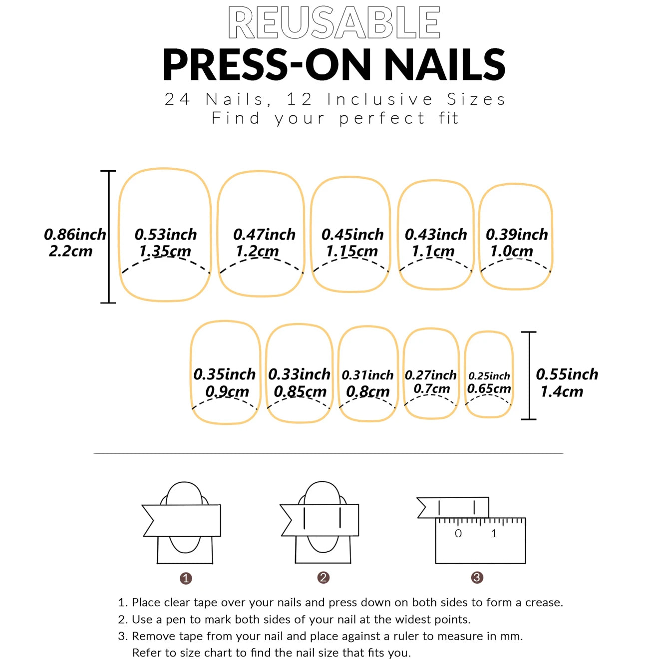 24 PCs Short French Gradient Love Nails with 1 Jelly Gel and 1 Nail