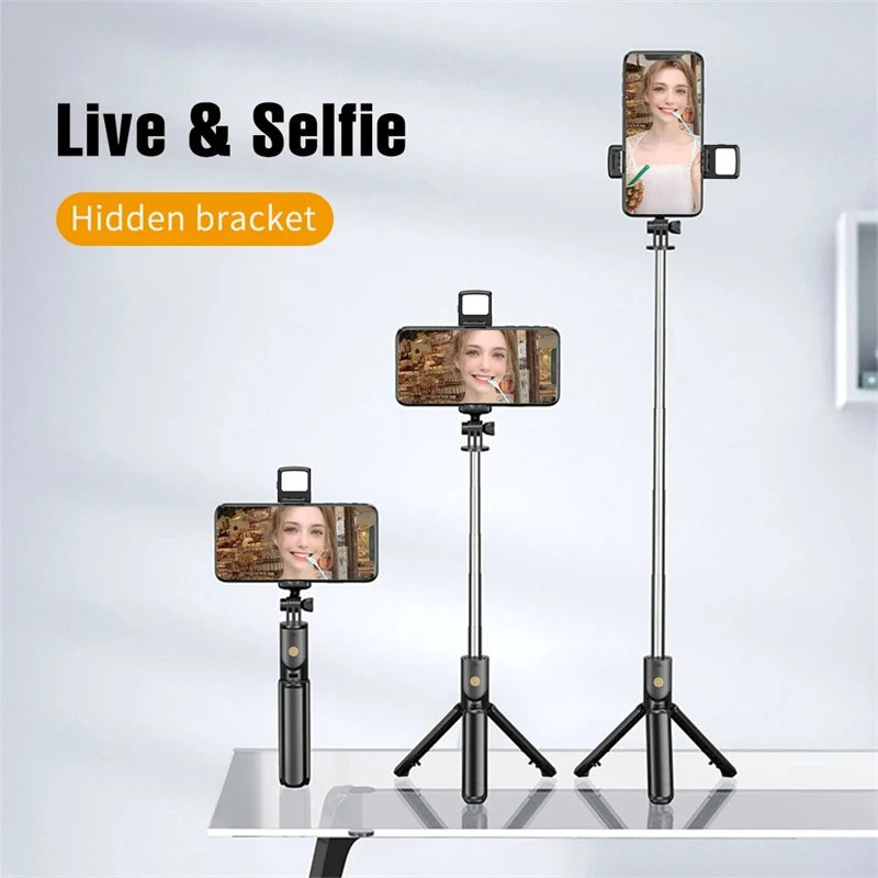 Selfie Stick Wireless Tripod Stand with Light Bluetooth Remote