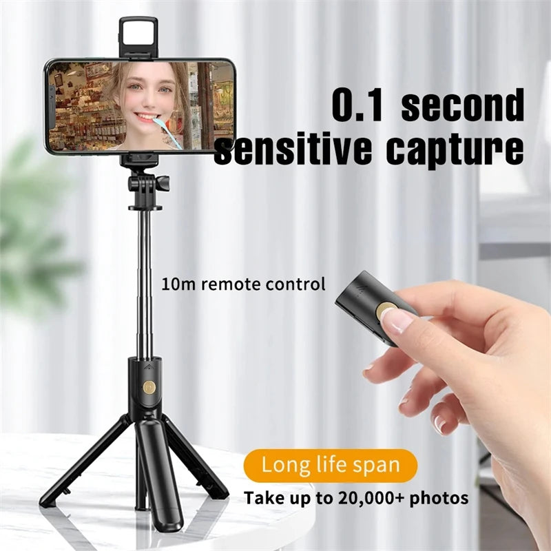 Selfie Stick Wireless Tripod Stand with Light Bluetooth Remote
