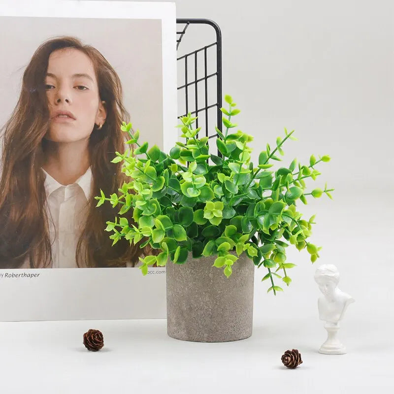 Eucalyptus Artificial Plants Bonsai Small Tree Pot Fake Plant Flowers
