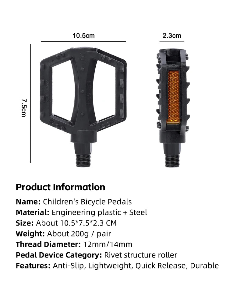 WEST BIKING Kids Bicycle Pedals Ultralight Anti-Slip ABS Safety