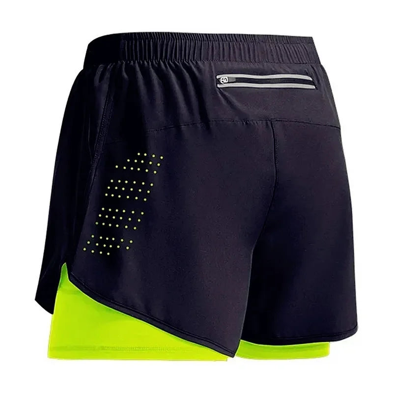 2025New Men's Fitness Training Shorts Summer 2 In 1 Quick Dry Gym