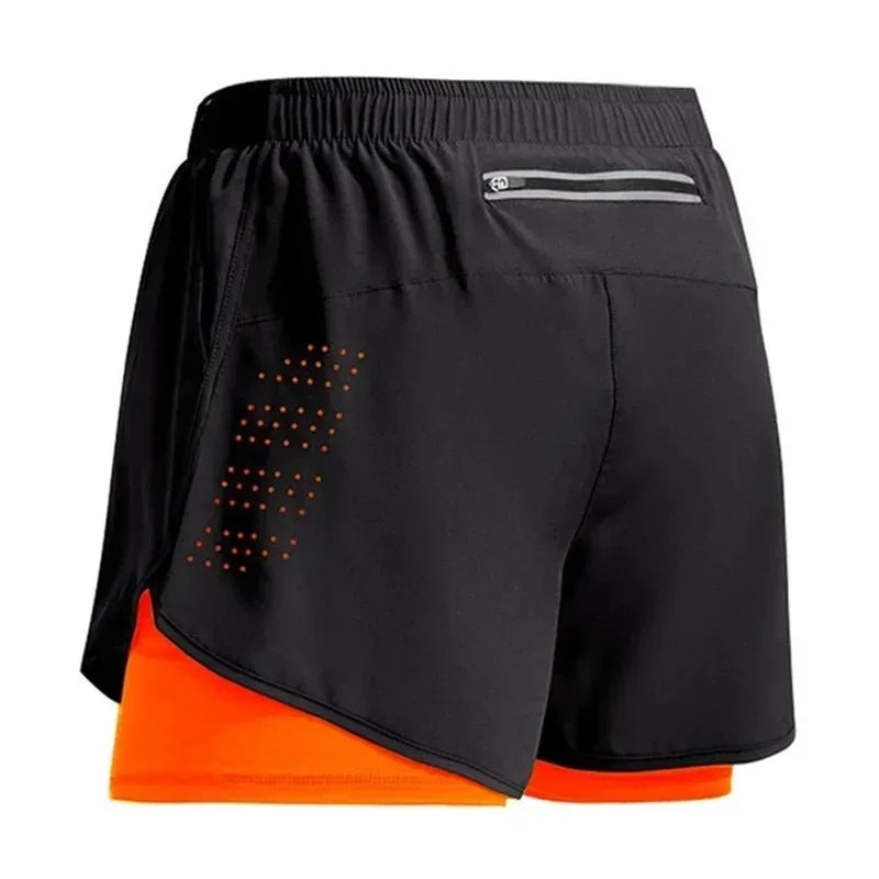 2025New Men's Fitness Training Shorts Summer 2 In 1 Quick Dry Gym