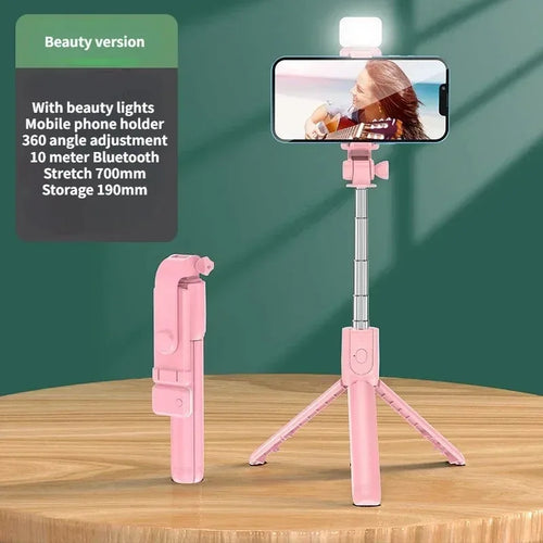 Selfie Stick Wireless Tripod Stand with Light Bluetooth Remote
