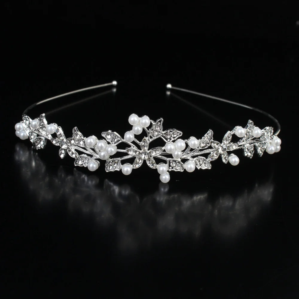 Bride Pearl Crown Headband Diamond Hair Accessories Alloy Rhinestone