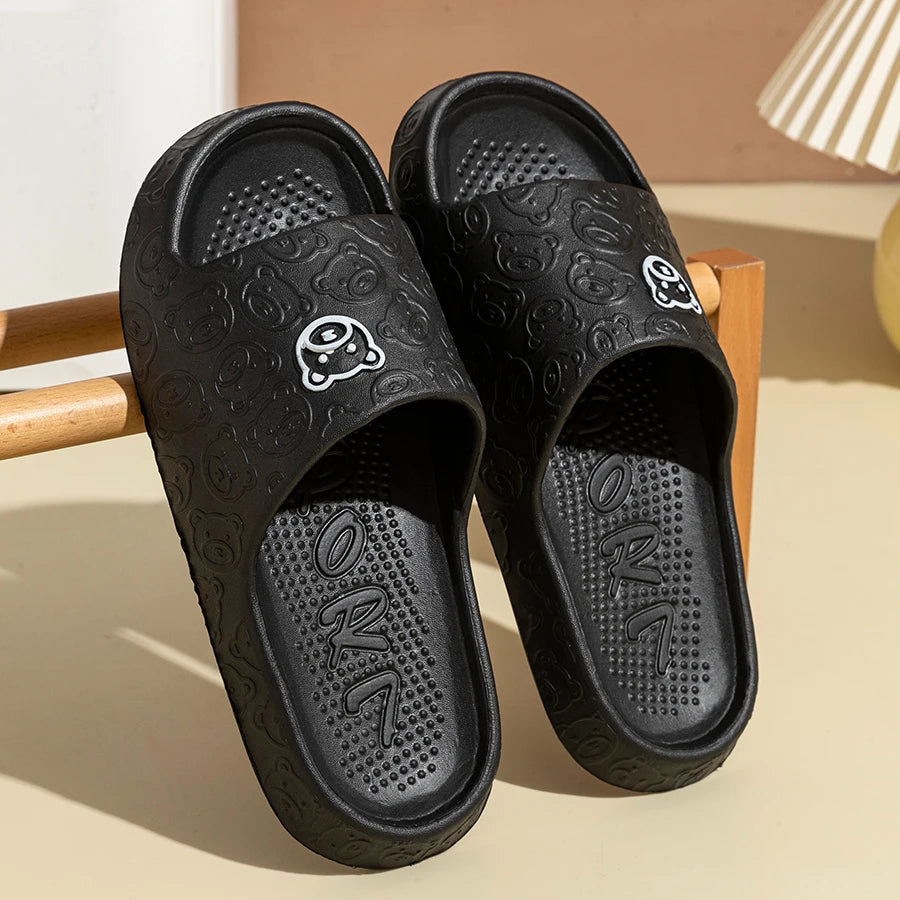 Men's Slippers Summer Cartoon Bear Indoor Soft Thick Sole Anti Slip