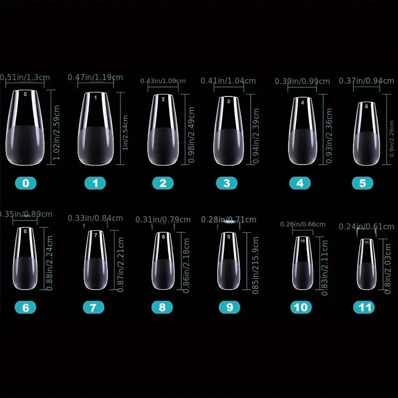 600Pcs Full Cover Press On Nail Tips Stiletto Almond Square Coffin