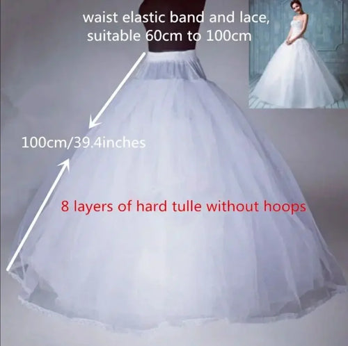4/6/8 Layers Tulle Crinoline Skirt Hoopless Petticoat Underskirt for