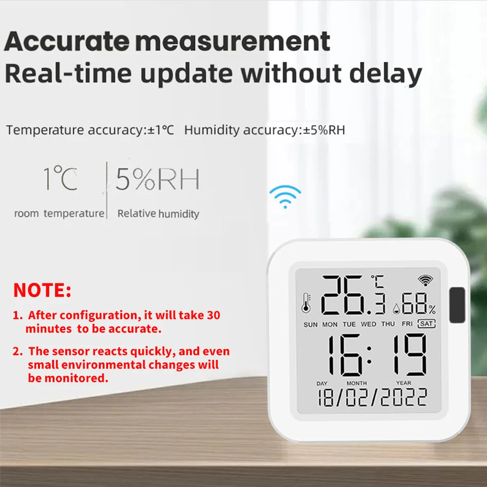 Tuya Temperature and Humidity Smart Sensor With Backlight for Smart